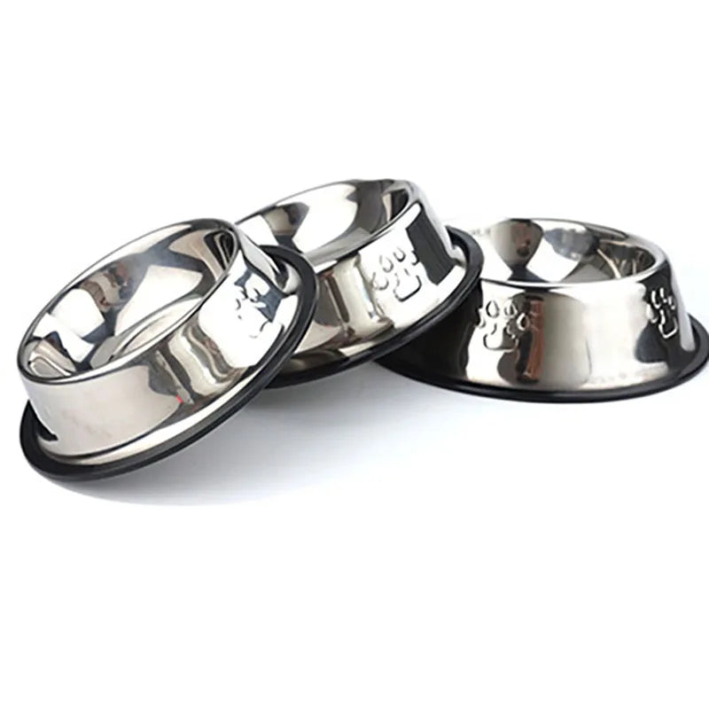 Premium Paw Stainless Steel Skidproof Pet Bowls - Anti-Ant Design for Dogs & Cats - Available in 6 Sizes