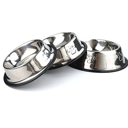 Premium Paw Stainless Steel Skidproof Pet Bowls - Anti-Ant Design for Dogs & Cats - Available in 6 Sizes