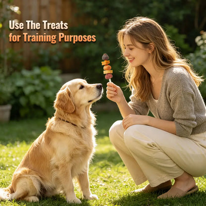 Buy 1 Get 1 Free Jungle Calling Multi-Flavor Dog Treats - Chicken, Duck, Beef, Sweet Potato & Pumpkin Kabobs - Perfect Chew Sticks for Training and Rewards!