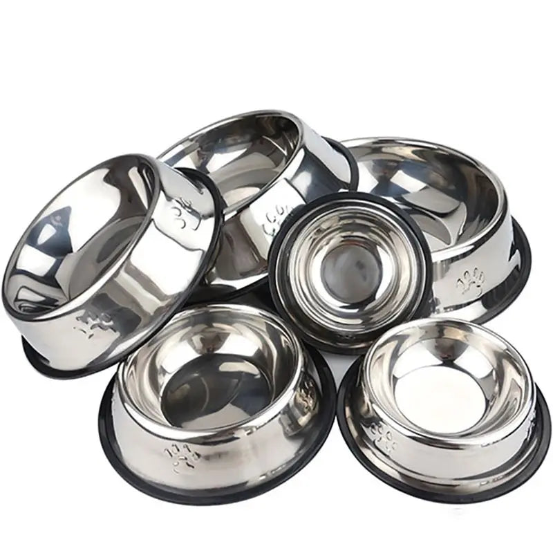 Premium Paw Stainless Steel Skidproof Pet Bowls - Anti-Ant Design for Dogs & Cats - Available in 6 Sizes