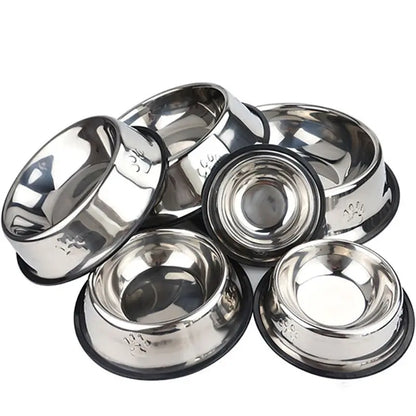 Premium Paw Stainless Steel Skidproof Pet Bowls - Anti-Ant Design for Dogs & Cats - Available in 6 Sizes