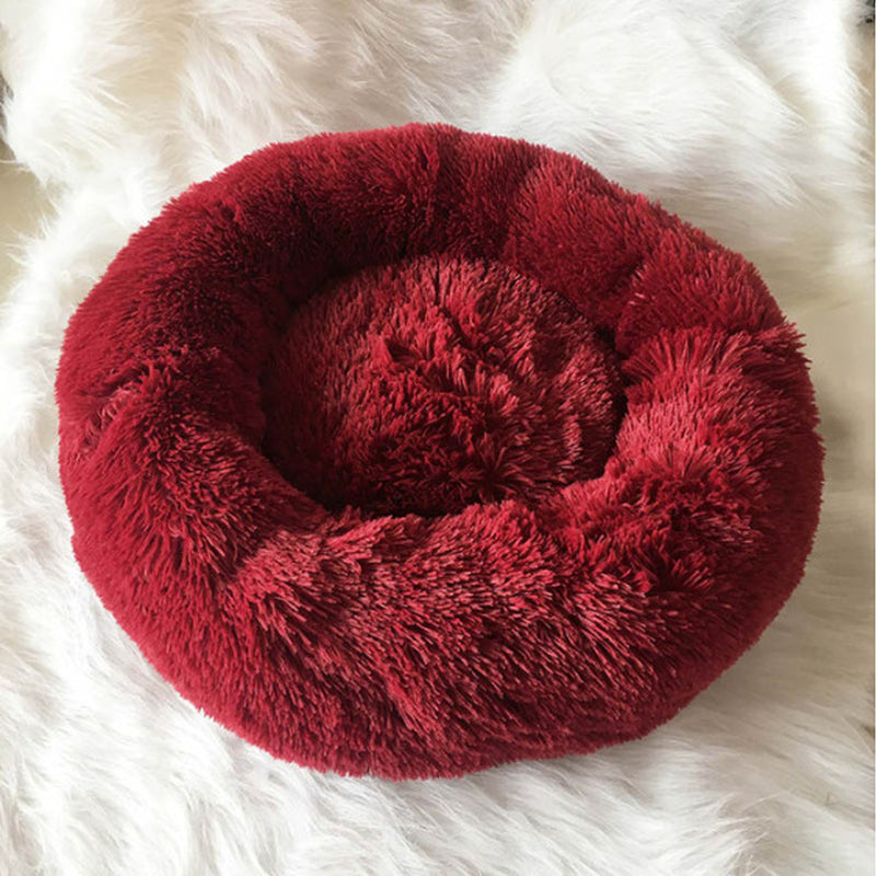 Cozy Round Plush Dog Bed for Small Dogs - Soft Cat Litter Kennel & Puppy Nest Mat