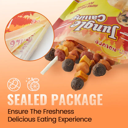 Buy 1 Get 1 Free Jungle Calling Multi-Flavor Dog Treats - Chicken, Duck, Beef, Sweet Potato & Pumpkin Kabobs - Perfect Chew Sticks for Training and Rewards!