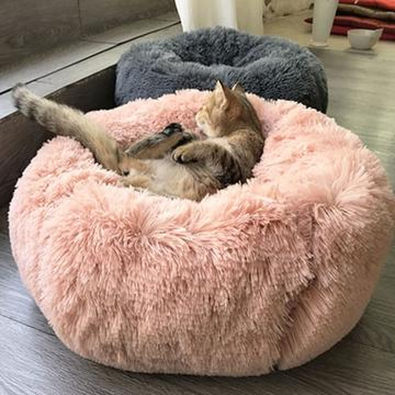 Cozy Round Plush Dog Bed for Small Dogs - Soft Cat Litter Kennel & Puppy Nest Mat