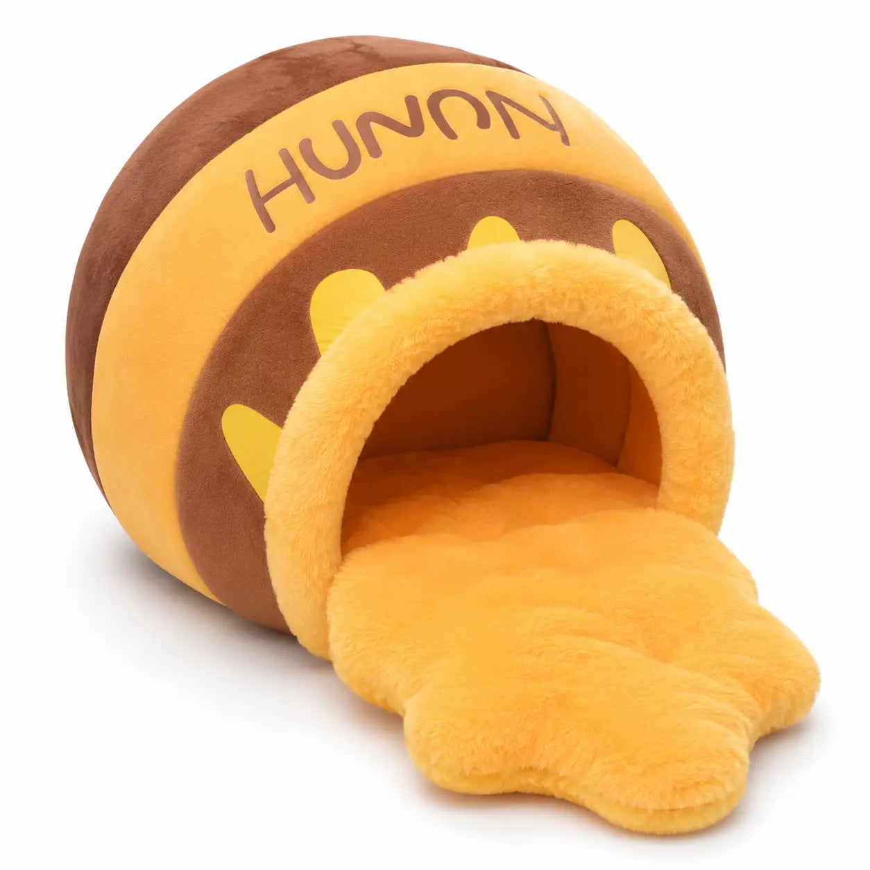 Funny Honey Pot Cat Cave Bed for Indoor Cats, Cute Covered Pet Bed with Removable Plush Cushion for Small Cats & Kittens