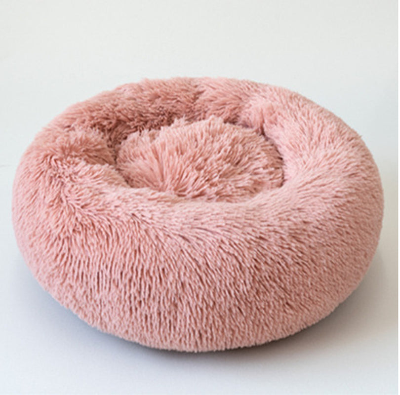 Cozy Round Plush Dog Bed for Small Dogs - Soft Cat Litter Kennel & Puppy Nest Mat