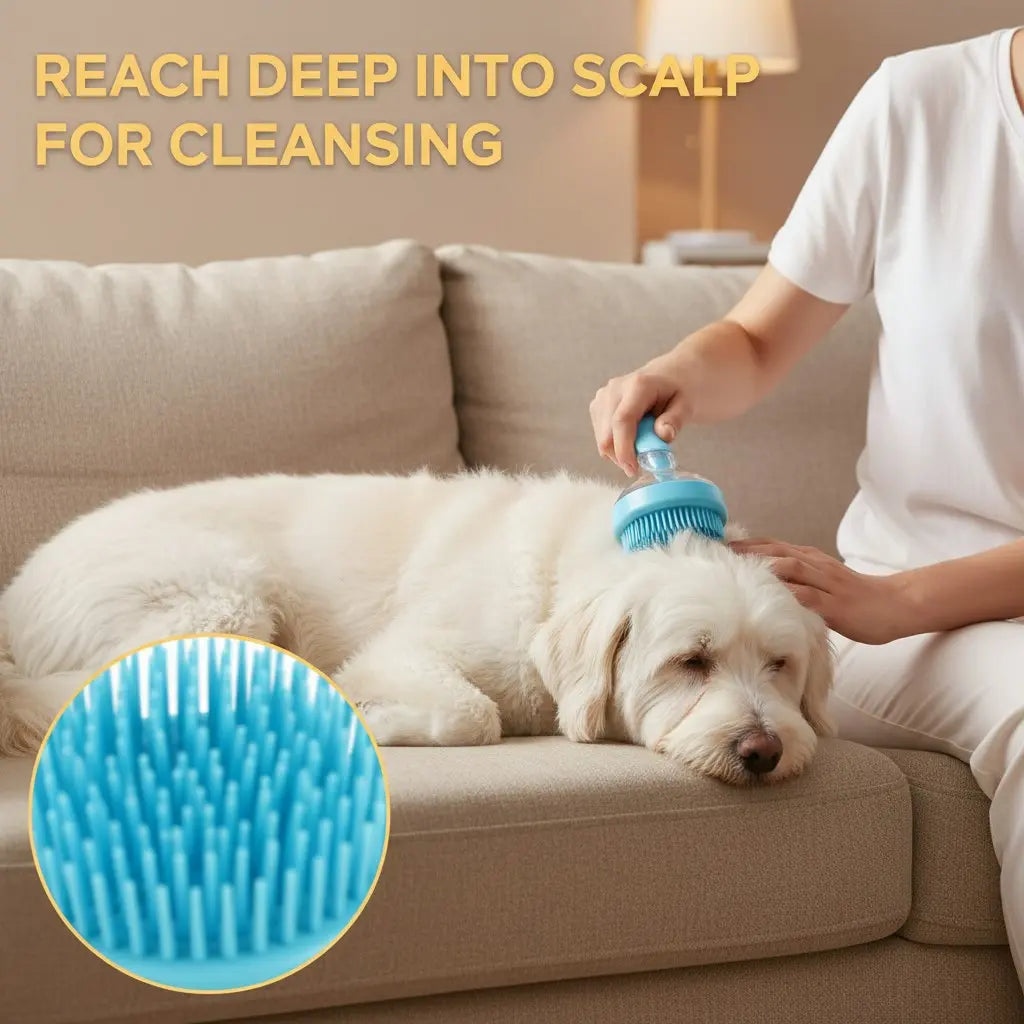 2026 2-in-1 Pet Bath & Grooming Brush with Soap Dispenser - Gentle Massage Tool for Dogs & Cats, Enhances Hair Care & Bathing Experience