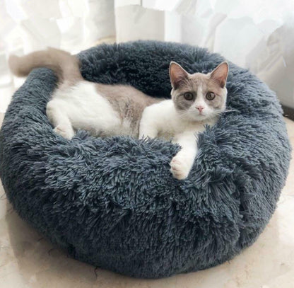 Cozy Round Plush Dog Bed for Small Dogs - Soft Cat Litter Kennel & Puppy Nest Mat