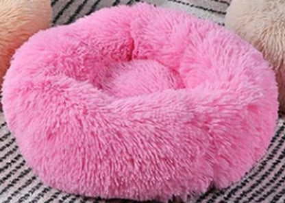 Cozy Round Plush Dog Bed for Small Dogs - Soft Cat Litter Kennel & Puppy Nest Mat