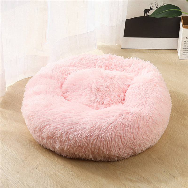 Cozy Round Plush Dog Bed for Small Dogs - Soft Cat Litter Kennel & Puppy Nest Mat