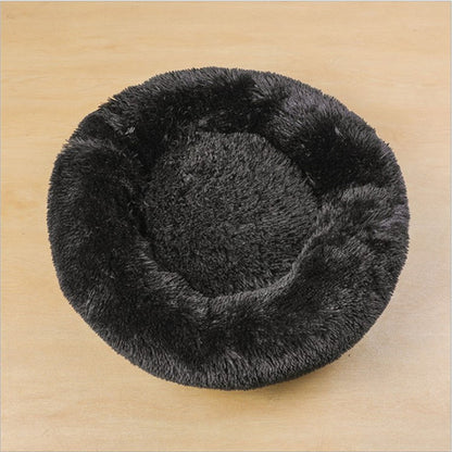 Cozy Round Plush Dog Bed for Small Dogs - Soft Cat Litter Kennel & Puppy Nest Mat
