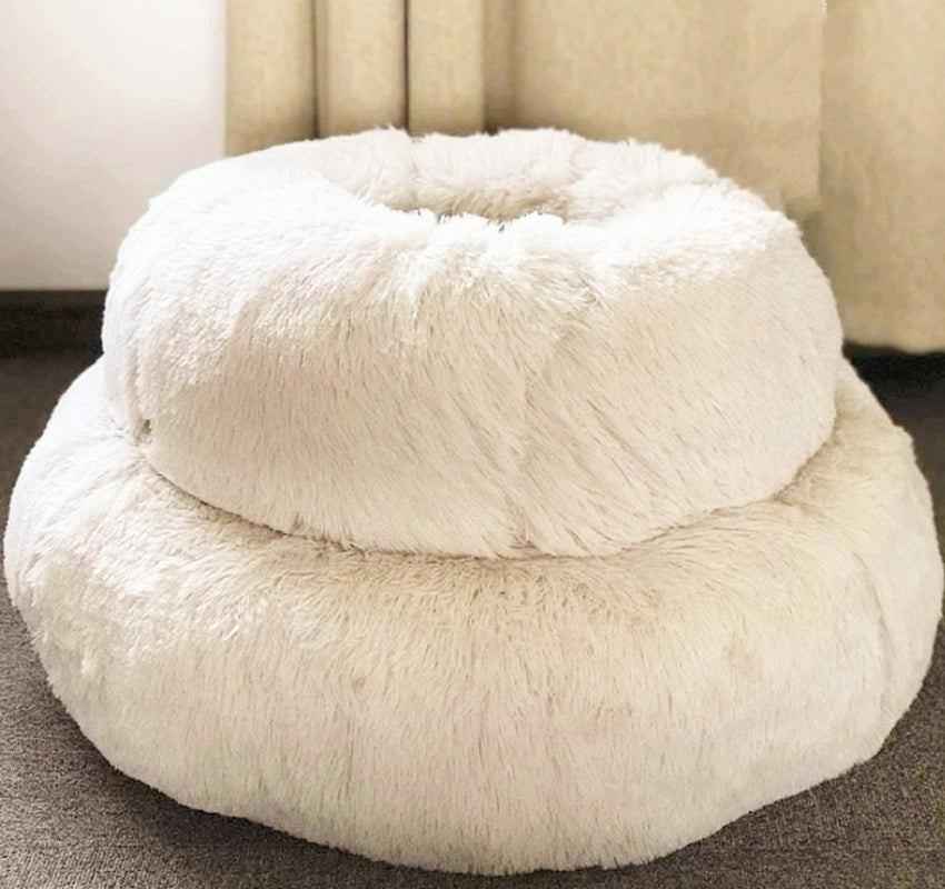 Cozy Round Plush Dog Bed for Small Dogs - Soft Cat Litter Kennel & Puppy Nest Mat