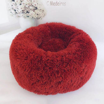 Cozy Round Plush Dog Bed for Small Dogs - Soft Cat Litter Kennel & Puppy Nest Mat