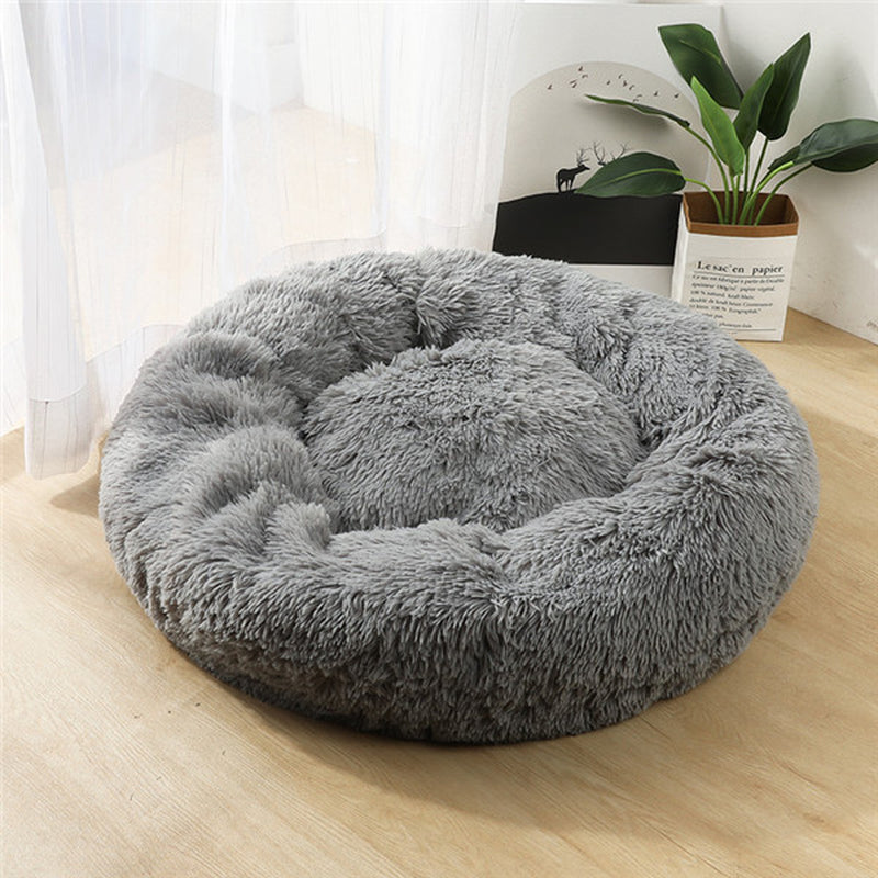 Cozy Round Plush Dog Bed for Small Dogs - Soft Cat Litter Kennel & Puppy Nest Mat