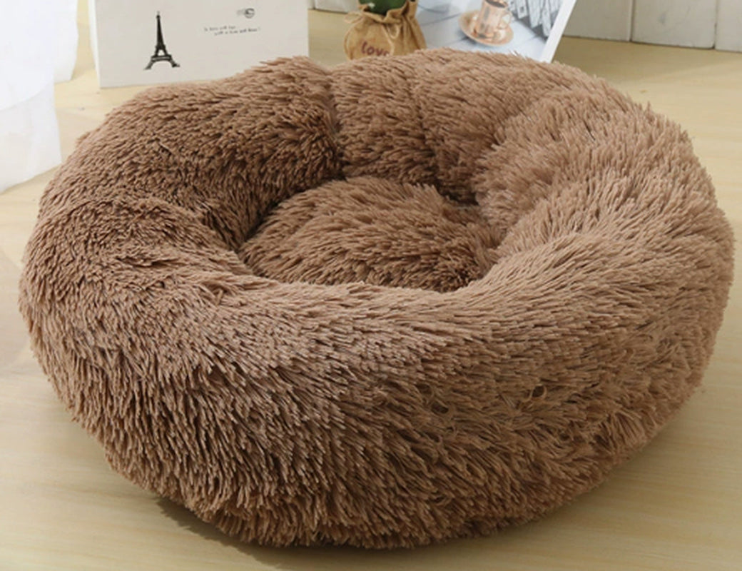 Cozy Round Plush Dog Bed for Small Dogs - Soft Cat Litter Kennel & Puppy Nest Mat