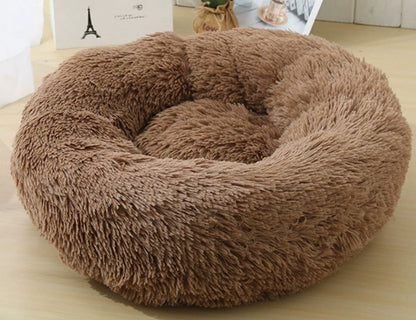 Cozy Round Plush Dog Bed for Small Dogs - Soft Cat Litter Kennel & Puppy Nest Mat
