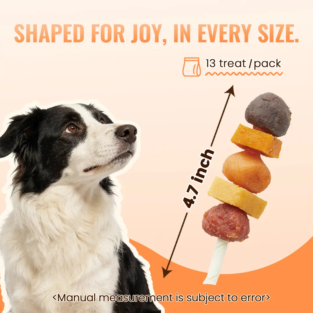 Buy 1 Get 1 Free Jungle Calling Multi-Flavor Dog Treats - Chicken, Duck, Beef, Sweet Potato & Pumpkin Kabobs - Perfect Chew Sticks for Training and Rewards!