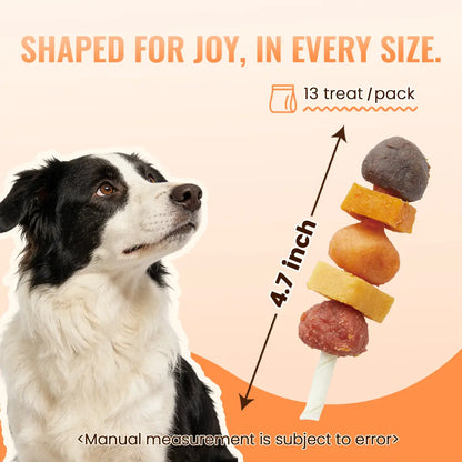 Buy 1 Get 1 Free Jungle Calling Multi-Flavor Dog Treats - Chicken, Duck, Beef, Sweet Potato & Pumpkin Kabobs - Perfect Chew Sticks for Training and Rewards!