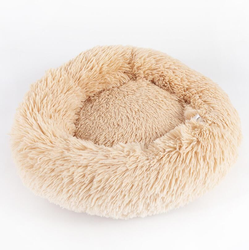 Cozy Round Plush Dog Bed for Small Dogs - Soft Cat Litter Kennel & Puppy Nest Mat