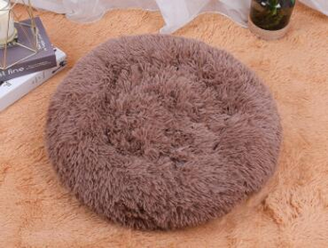 Cozy Round Plush Dog Bed for Small Dogs - Soft Cat Litter Kennel & Puppy Nest Mat