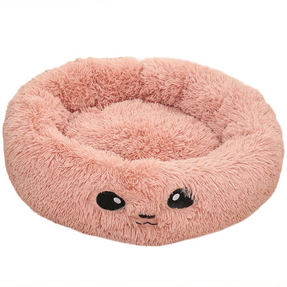 Cozy Round Plush Dog Bed for Small Dogs - Soft Cat Litter Kennel & Puppy Nest Mat
