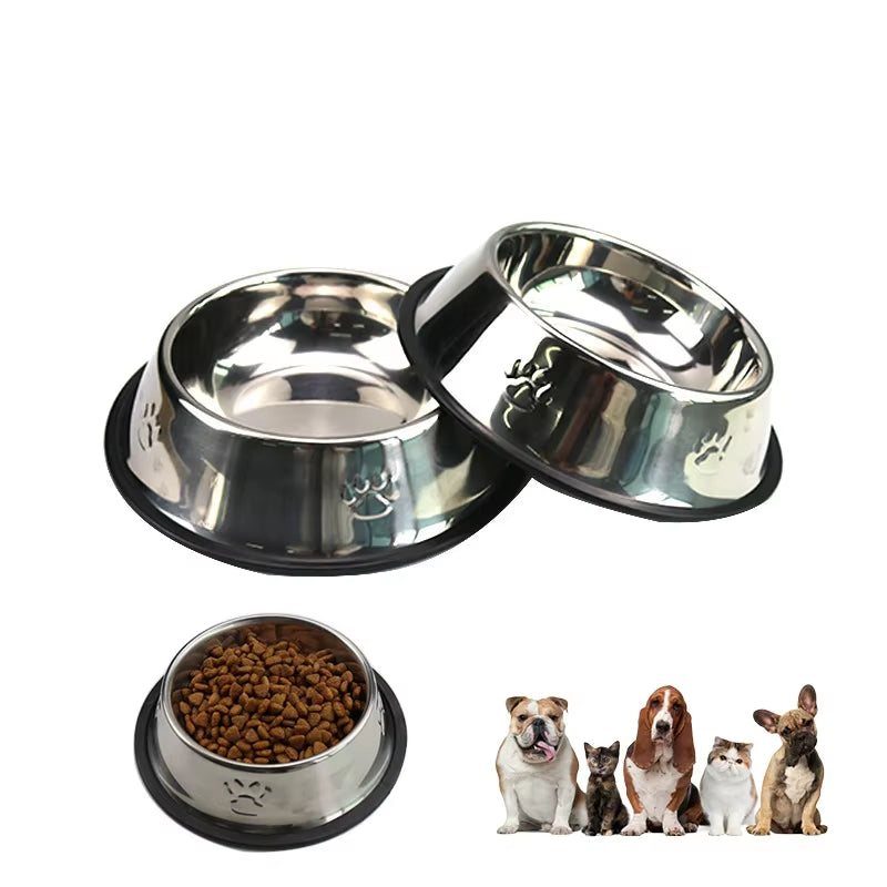 Premium Paw Stainless Steel Skidproof Pet Bowls - Anti-Ant Design for Dogs & Cats - Available in 6 Sizes