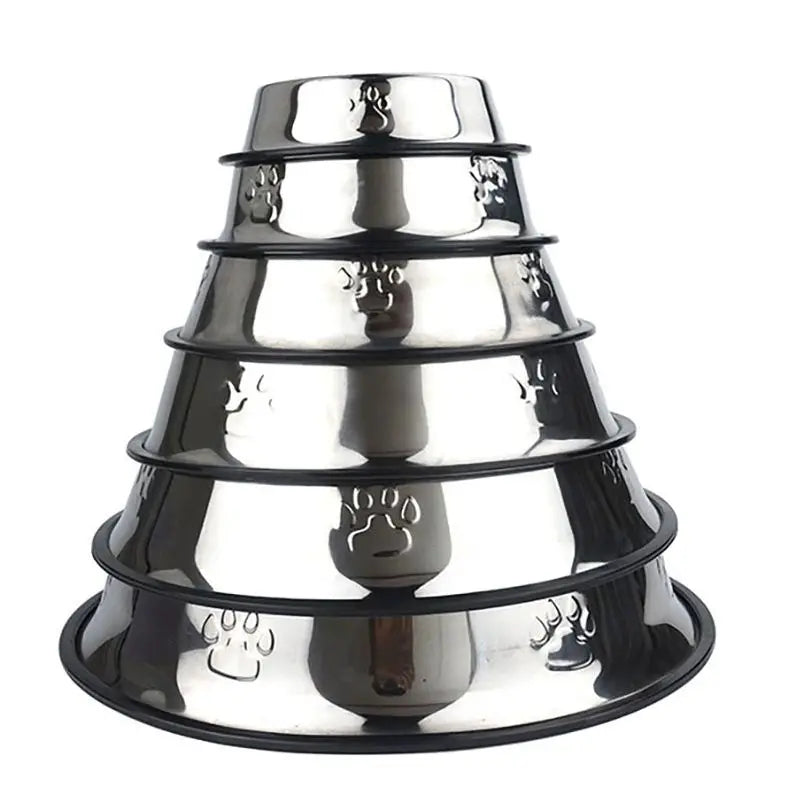 Premium Paw Stainless Steel Skidproof Pet Bowls - Anti-Ant Design for Dogs & Cats - Available in 6 Sizes