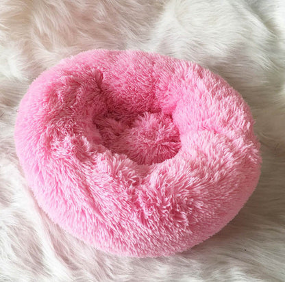 Cozy Round Plush Dog Bed for Small Dogs - Soft Cat Litter Kennel & Puppy Nest Mat
